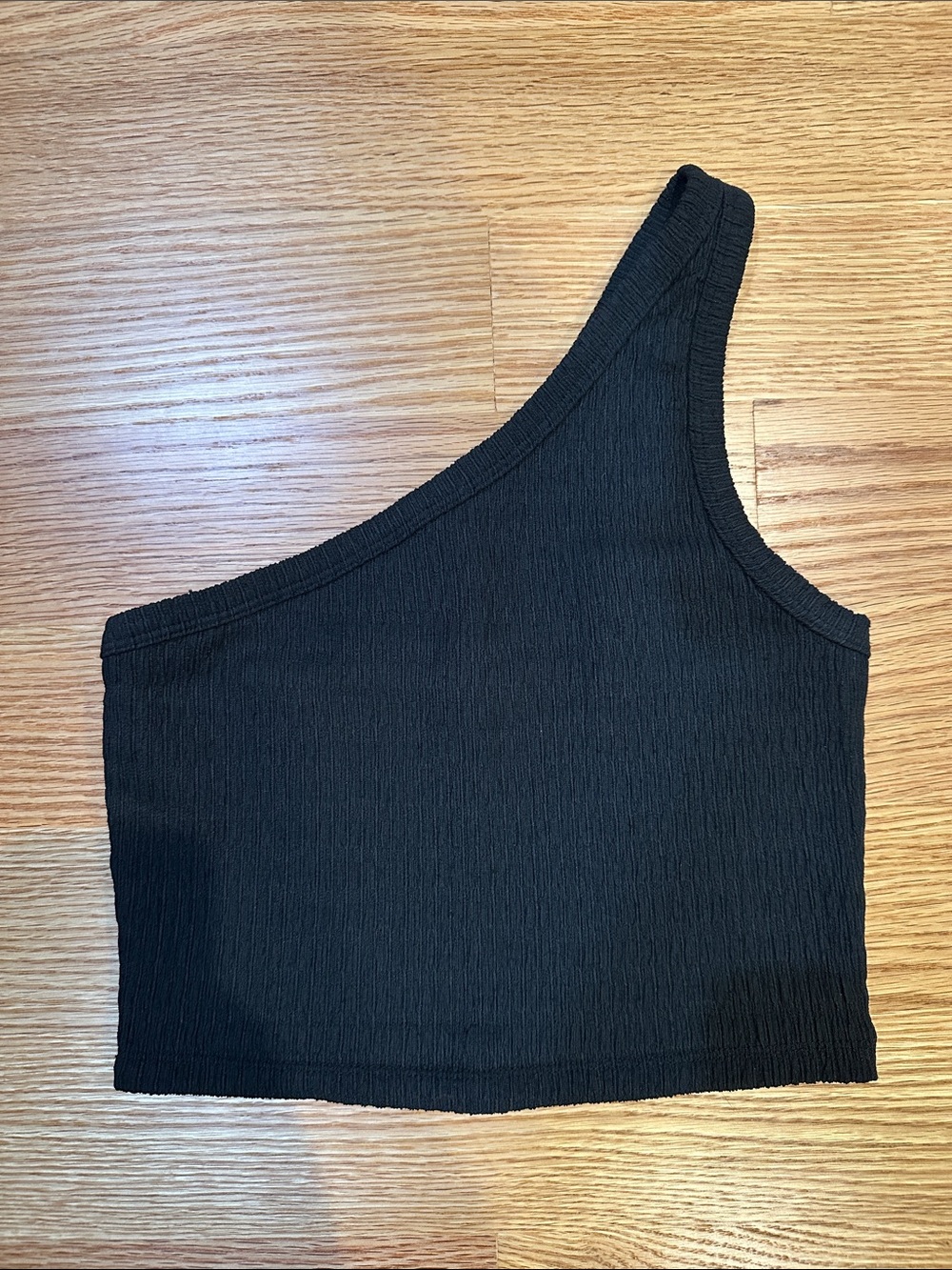 American Eagle One-Shoulder Black Ribbed Crop Top - Small